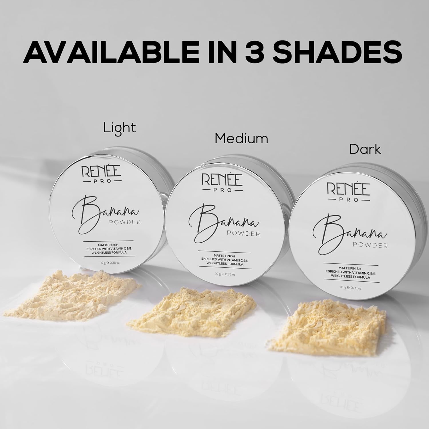 RENEE Pro Banana Loose Matte Finish Powder - Light Beige - Sets Makeup,Extended Wear & Controls Shine - Long - Lasting,Lightweight & Blendable - Vitamin C & E Infused Formula For All Skin Type - 10 Gm - Deals999