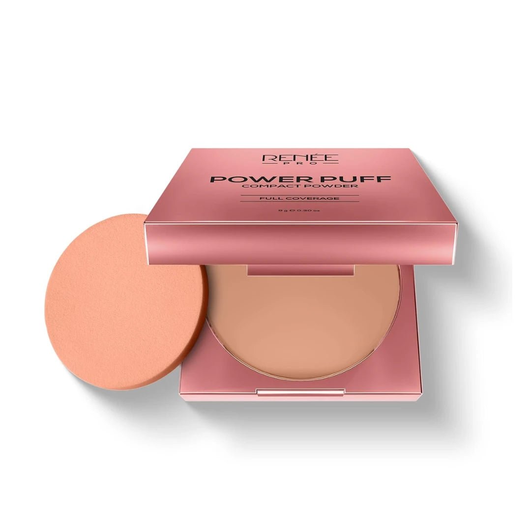 RENEE PRO Power Puff Compact Powder - Explore, Lightweight and Velvety Matte Finish, Helps Achieve Even Toned Skin, Minimizes Appearance Of Pores & Fine Lines, Helps Control Excess Oil & Shine, 9 Gm - Deals999
