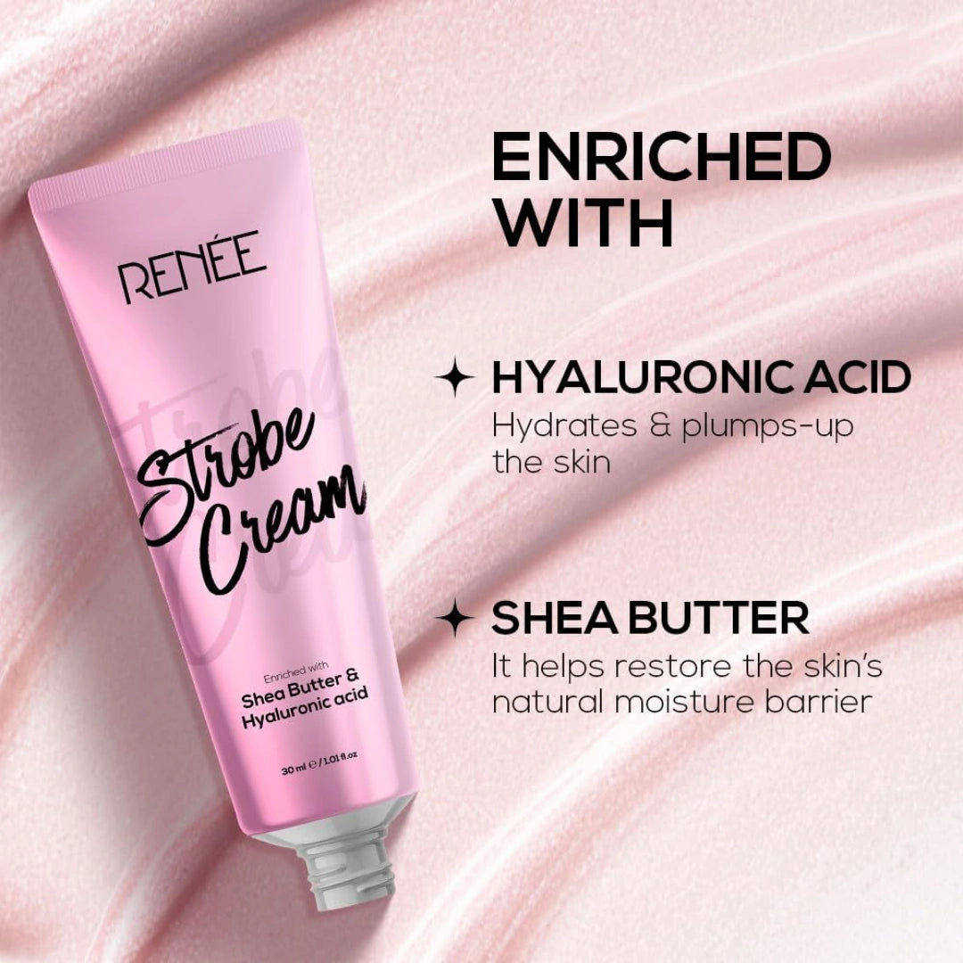 RENEE Strobe Cream, Dewy Finish Highlighter for Face, Smoothens, Plumps & Hydrates Skin 30ml