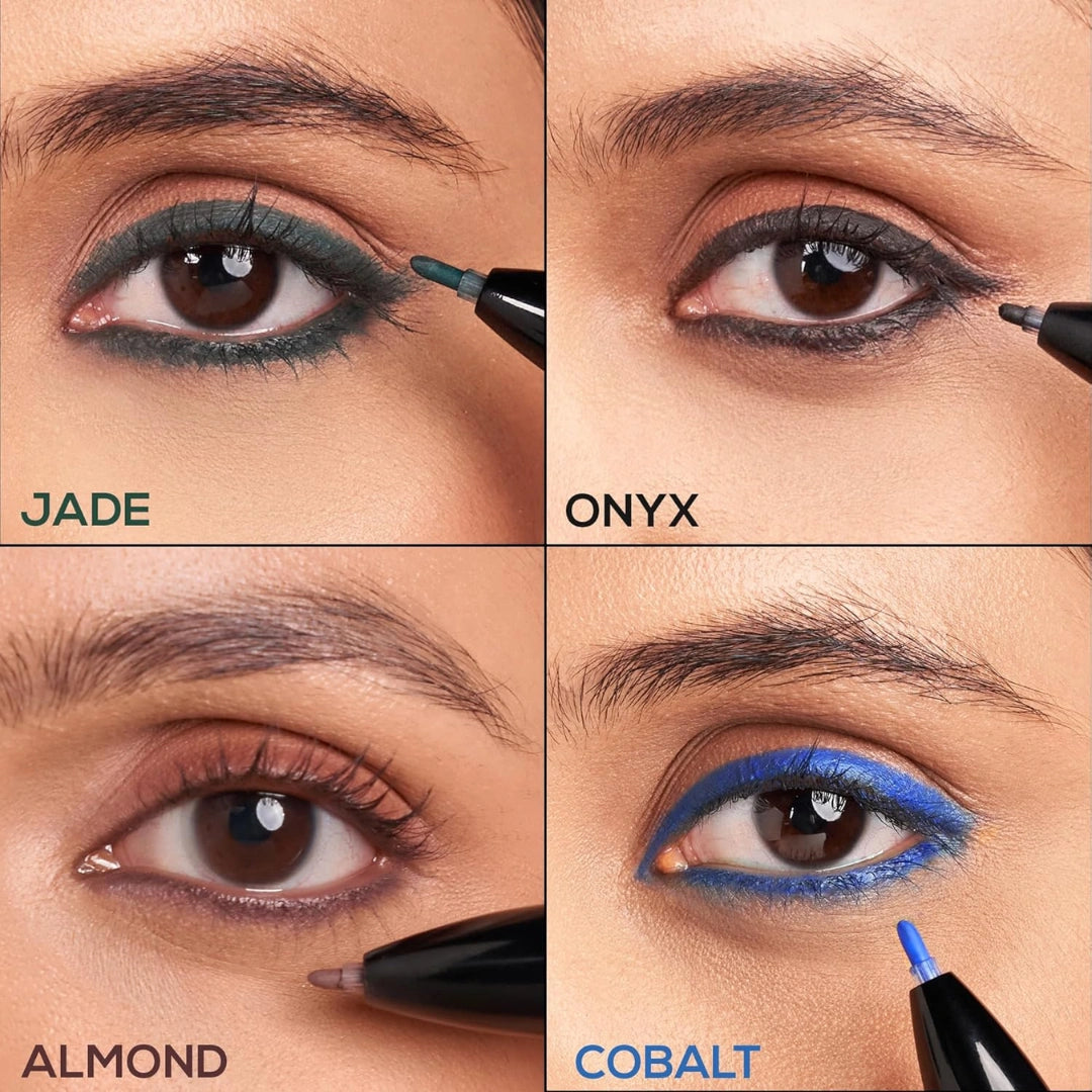 RENEE Bold 4-4-in-1 Kajal - Four Shades Black, Brown, Teal & Blue | Matte Finish | Rich Color Payoff