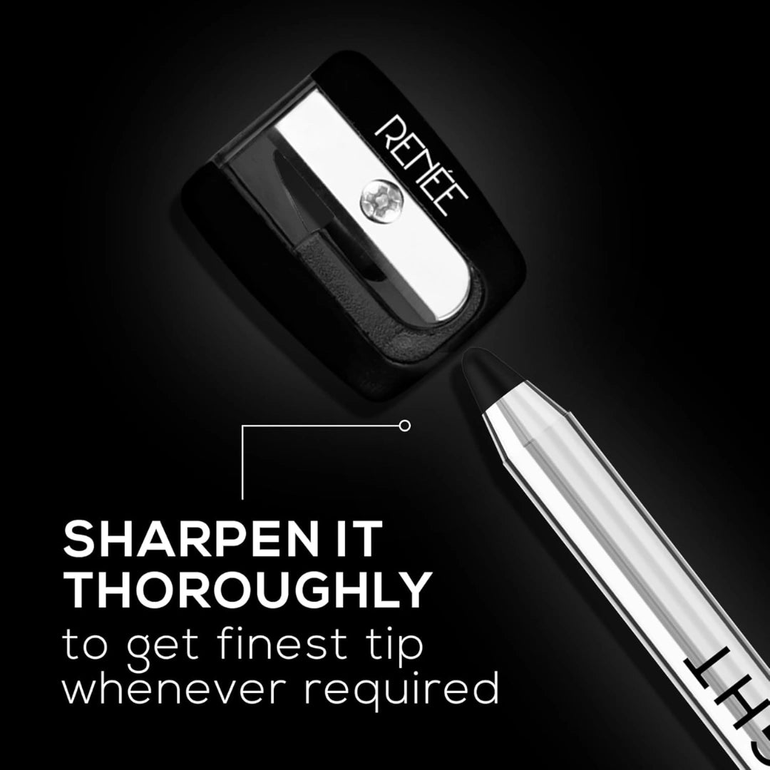 RENEE Midnight Kohl Kajal Pencil | Waterproof, Smudgeproof With Sharpener | 24 Hours Long Stay 1.5 Gm I Black )