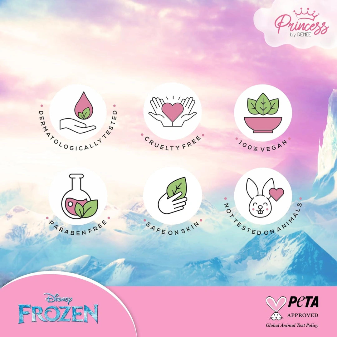 RENEE Disney Frozen Princess Unicorn Makeup Kit Elsa 7.4 Gm,Pre-Teen Girls,Includes 2 Matte,4 Shimmer Eyeshadows,Lip Butter,Lip&Cheek Tint,Compact&Travel Friendly,Cruelty-Free&Vegan, 1 Count