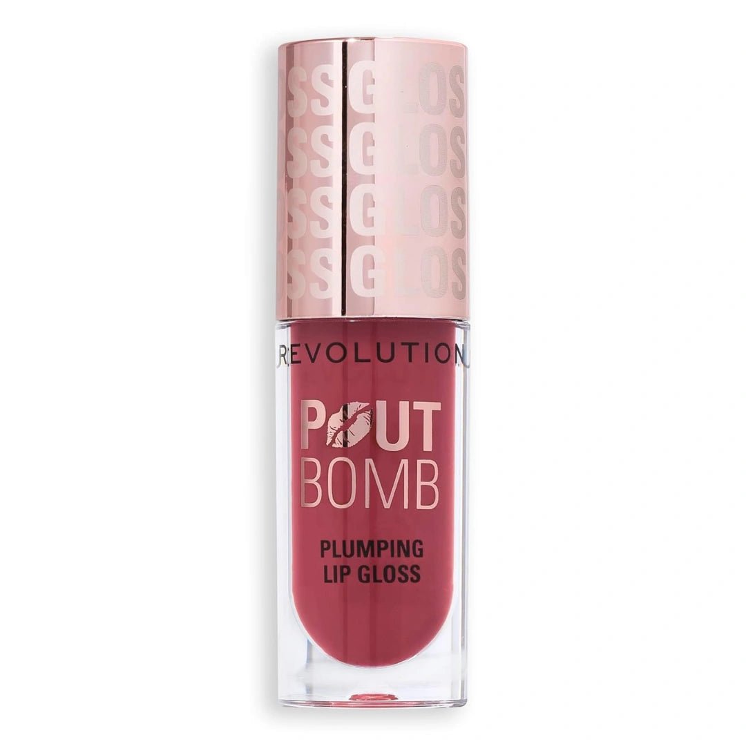 Revolution Beauty, Pout Bomb Plumping Lip Gloss, High - Shine for Glossy, Fuller & Plump Lips with Hyaluronic Acid & Peptides, Vegan & Cruelty - Free (Wild Mauve Pink, 4.6ml) - Deals999