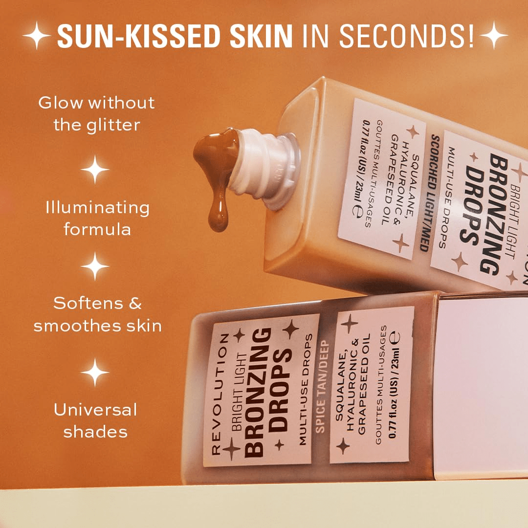 Revolution Bright Light Blush Drops Pink Rosie, Hydrating, Radiant, Hyaluronic acid, Sun - kissed look, Universal shade, every skin tone, Lightweight formula, 23ml - Deals999