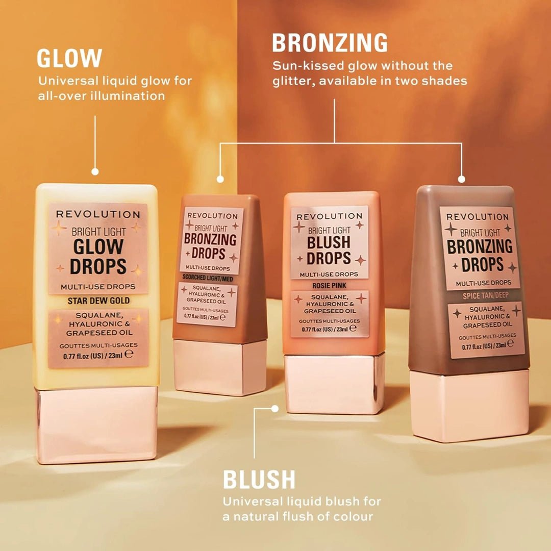 Revolution Bright Light Blush Drops Pink Rosie, Hydrating, Radiant, Hyaluronic acid, Sun - kissed look, Universal shade, every skin tone, Lightweight formula, 23ml - Deals999