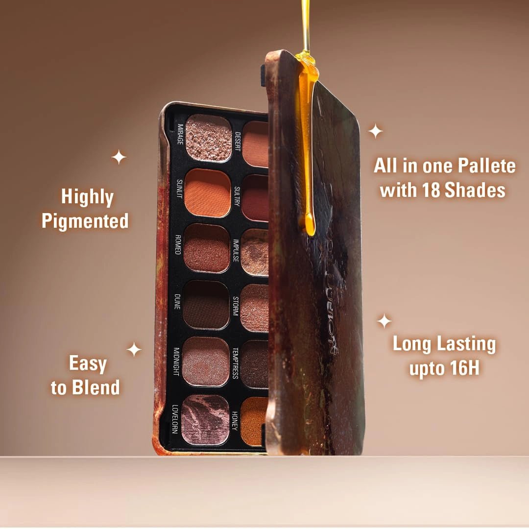 Revolution Forever Flawless Eyeshadow Palette - Bronze Temptation | Highly Pigmented and Blendible | Includes 18 shades - Glitters and Mattes | Long Wearing and Waterproof - 19g - Deals999