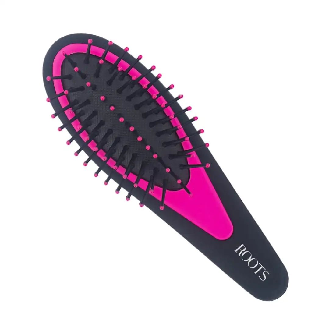 ROOTS Truglam Green & Black Hair Brush | Soft Tip Flexible Bristles for Quick Detangling | Prevent Scalp Scraping & Cuticle Damage | For Men & Women | Length - 1.7 Inch, - Deals999