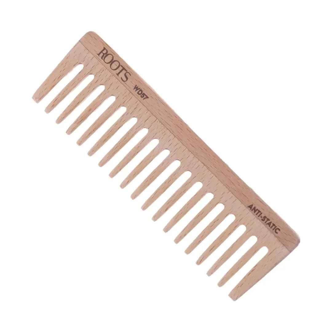 ROOTS Wooden Comb | Wide Teeth | Round Teeth prevent Hair & Scalp damage| 100% Natural Wood | Anti - Frizz & Shine | For Long, Thick & Dry Hair | For Men & Women | Length - 5.7 Inch | Model No - WD57 - Deals999