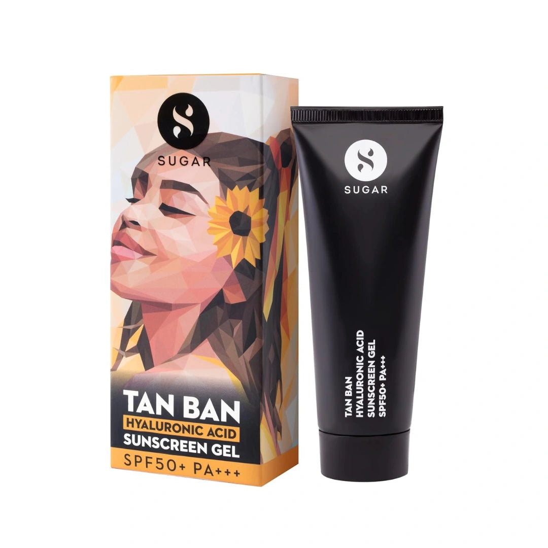 SUGAR Cosmetics Tan Ban Hyaluronic Acid Sunscreen SPF50+ PA+++ Gel |All Skin Non Greasy | Light Weight Formula | 50ml