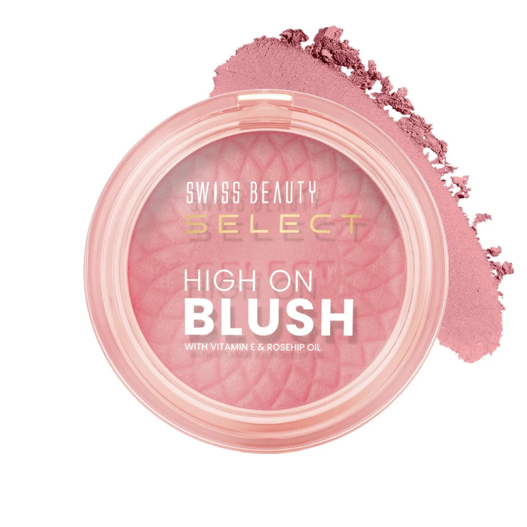 Swiss Beauty Select High on Blush with Natural Matte Finish | Long- Lasting & Non Transferrable stay | Enriched with Vitamin E & Rose oil | Shades- Burnt Rose, 8gm