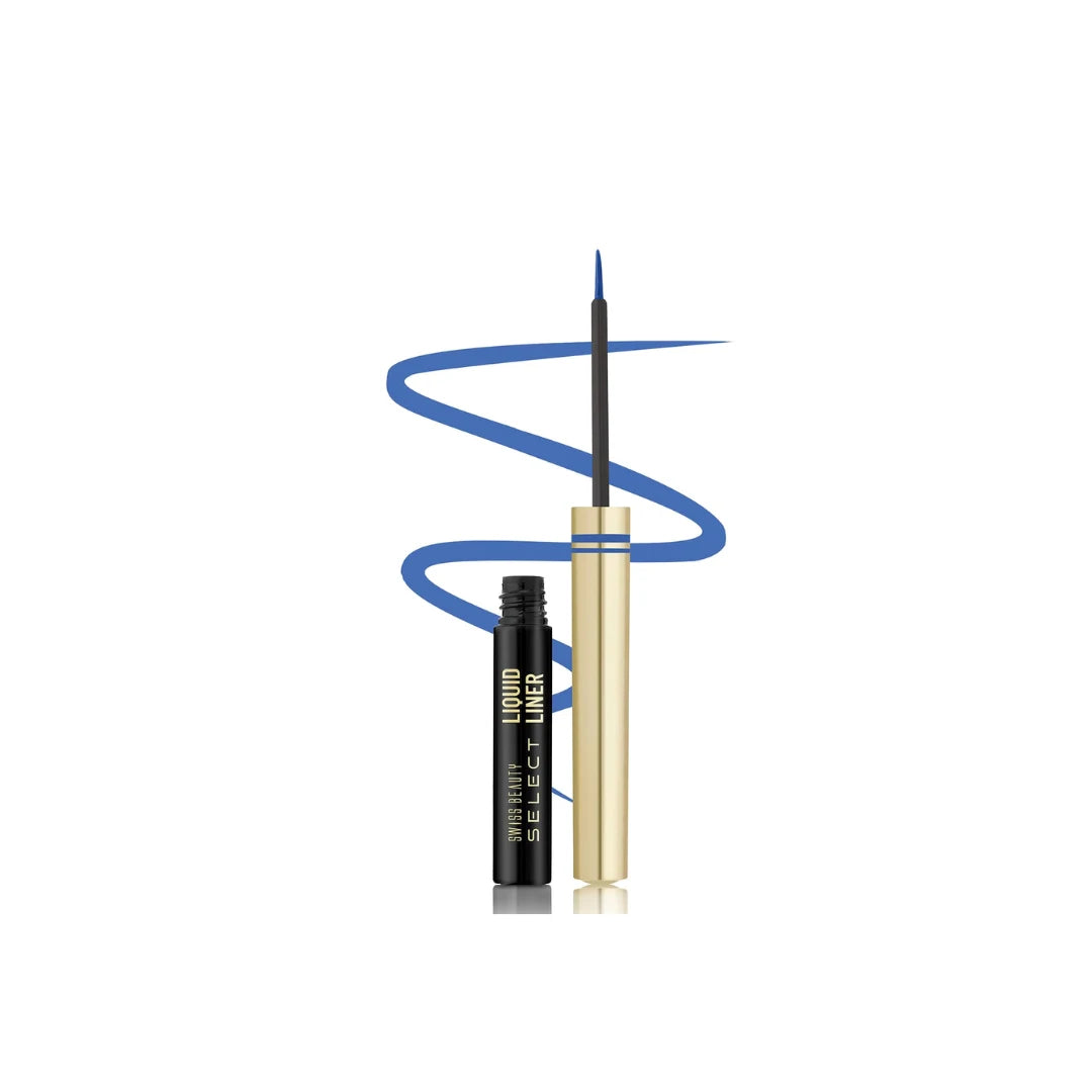 SWISS BEAUTY Select Here To Stay Semi-Matte Liquid Waterproof Eyeliner | With Precise & Pointed Tip | Smudge-Proof, Transfer- Proof | Shade- Wanderlust Blue| 3ml |