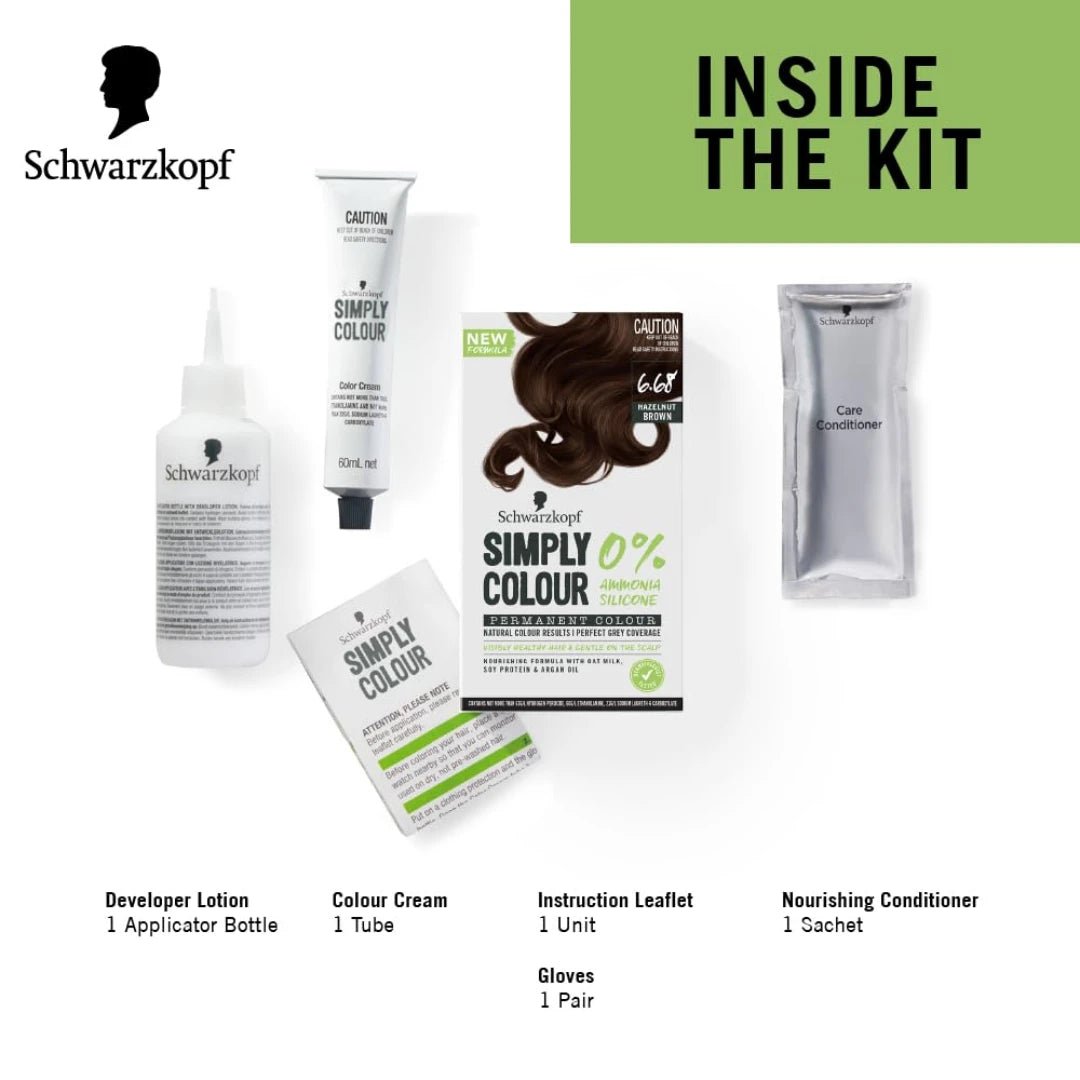Schwarzkopf Simply Color Permanent Hair Color, 6.68 Hazelnut Brown (142.5ml) - Deals999
