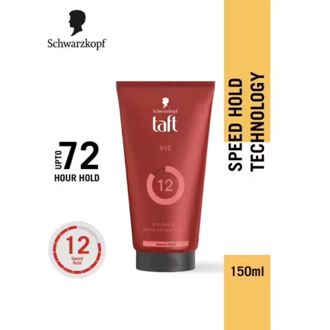 Schwarzkopf Taft Power V12 Hair Gel With Speed Hold Technology, Non - Stick & Easy To Wash Off (150ml) - Deals999