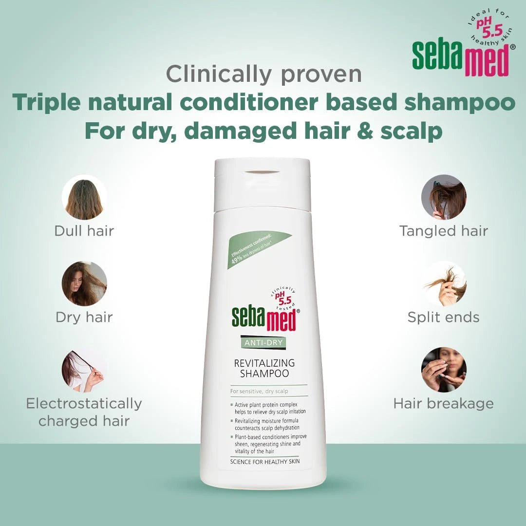 Sebamed Anti - Dry Revitalizing Shampoo | pH 5.5 I Confirmed 49% less dryness in 3 weeks | Dermatologically & clinically tested | 200ml - Deals999