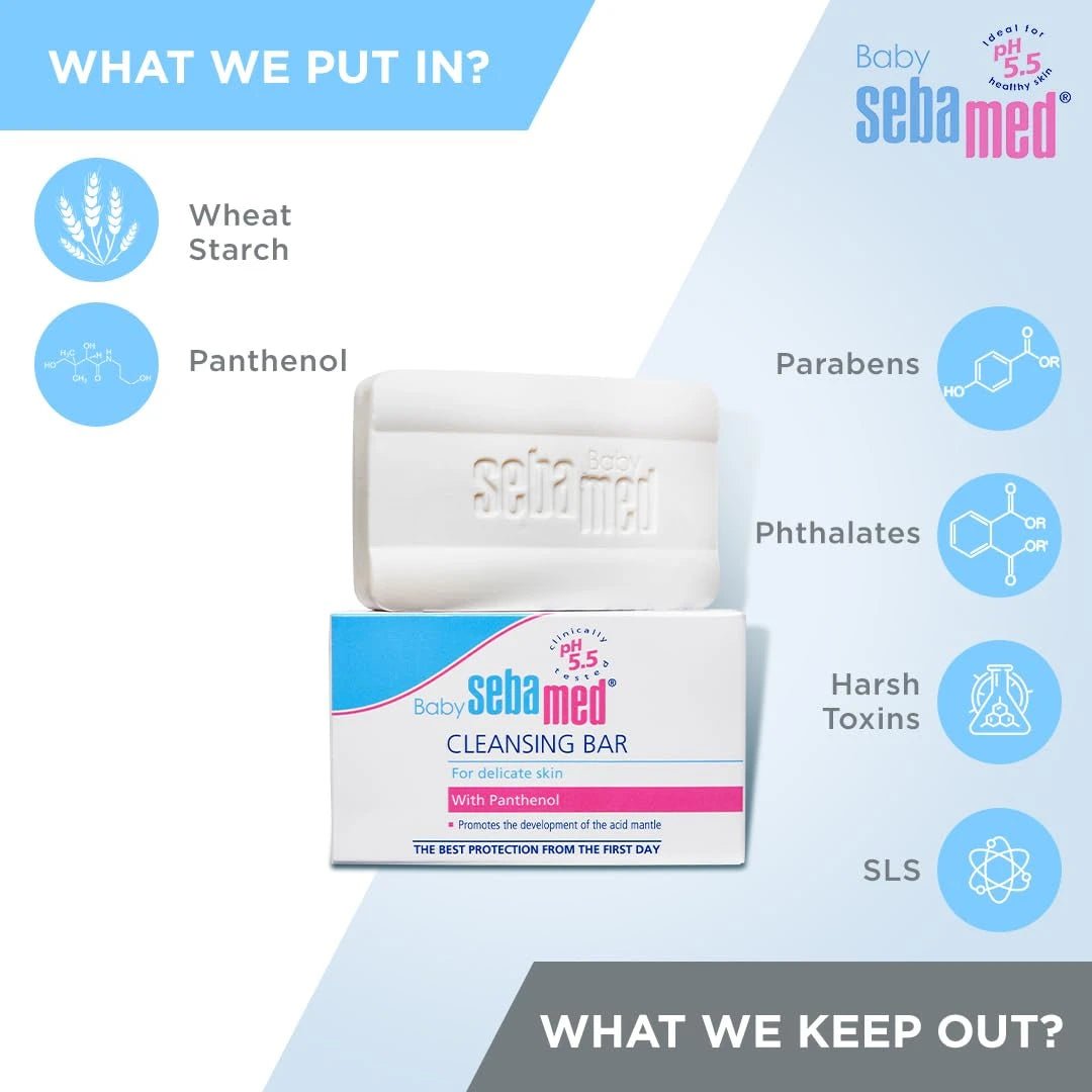 Sebamed Baby Cleansing Bar|pH 5.5 |Newborn bathing|Soap Free|Tear Free|150 gm - Deals999