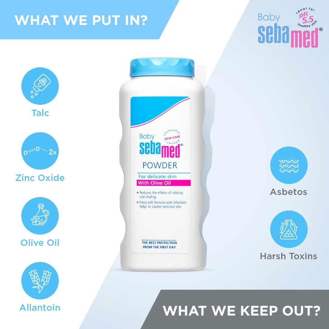 Sebamed Baby Powder| Olive Oil, Allantoin|Keeps Newborn’s Skin Fresh|absorbs Sweat|100 gm - Deals999