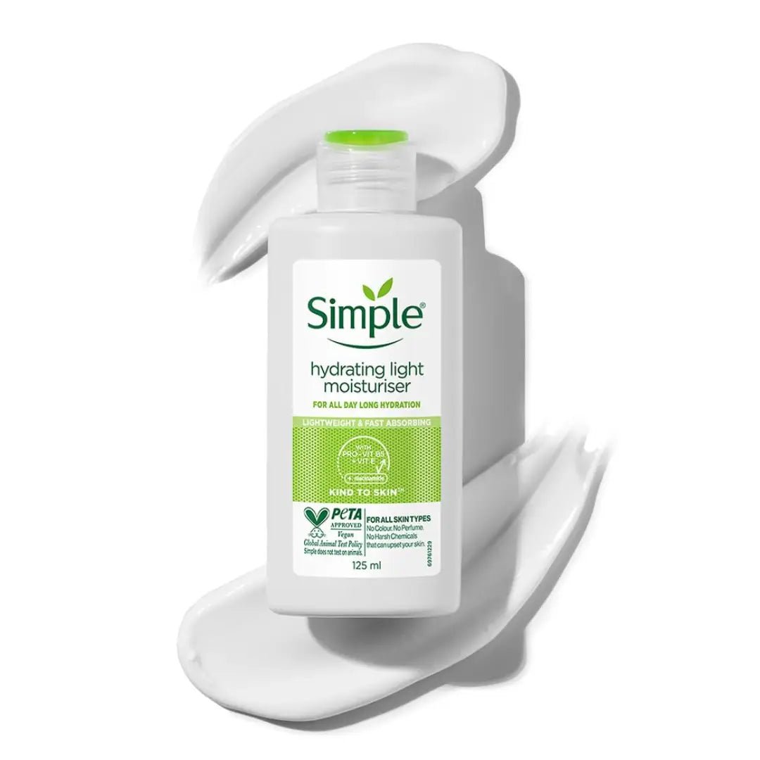 Simple Hydrating Light Moisturiser, 125ml | 12HR Hydration | With Niacinamide, Pro - Vitamin B5, Strengthens Skin Barrier| Lightweight, Non - Greasy Moisturizer | For Soft, Smooth Skin - Deals999