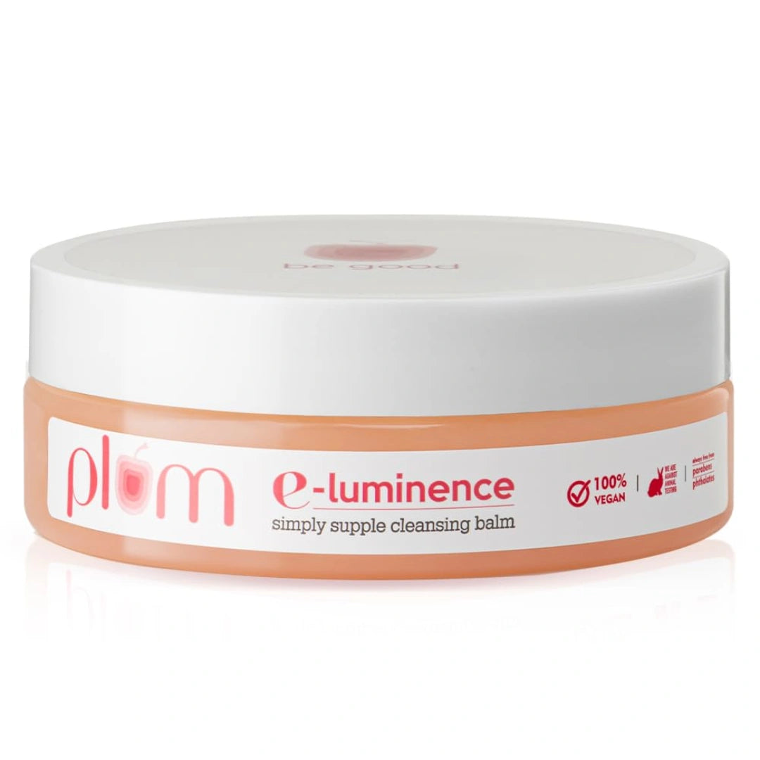 Plum E-Luminence Simply Supple Cleansing Balm | Non-Drying Supple Cleansing Balm with Vitamin E | Makeup Remover | Suitable for Normal, Dry & Combination Skin | 100% Vegan & Sulfate-Free | 90g