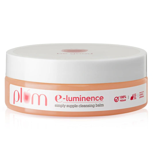 Plum E-Luminence Simply Supple Cleansing Balm | Non-Drying Supple Cleansing Balm with Vitamin E | Makeup Remover | Suitable for Normal, Dry & Combination Skin | 100% Vegan & Sulfate-Free | 90g