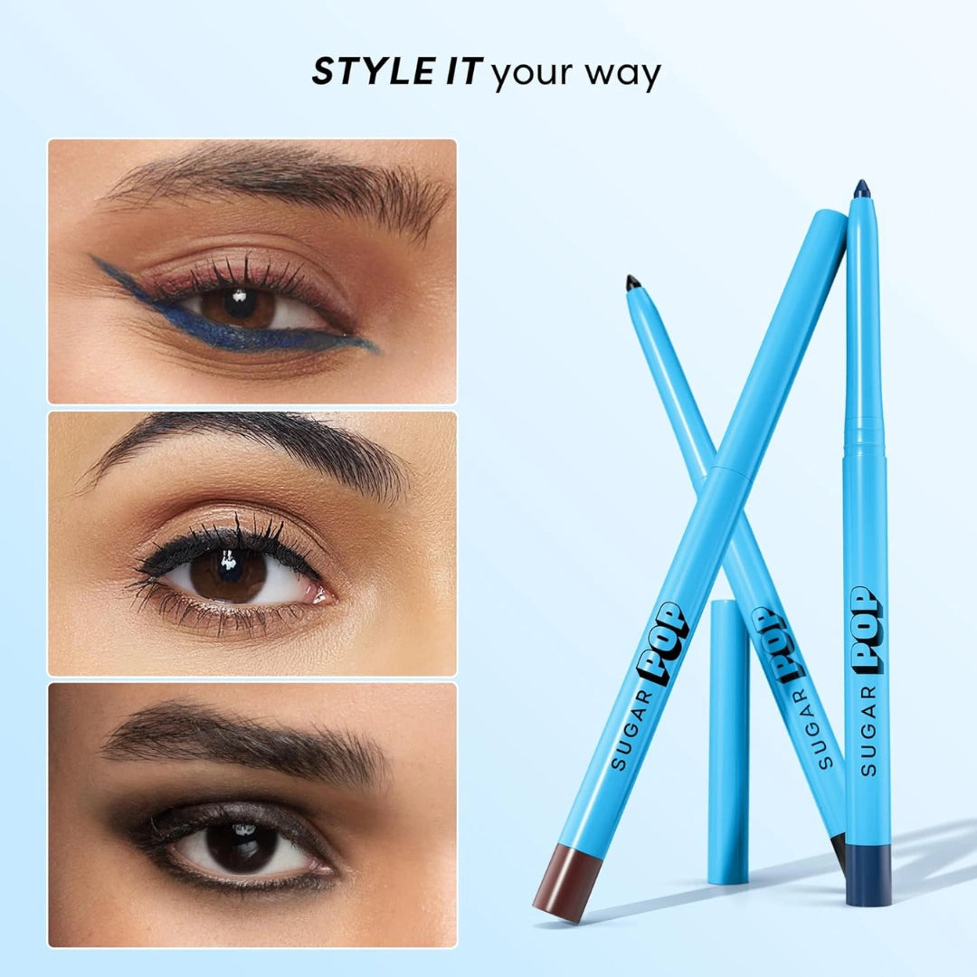 SUGAR POP Pencil Longwear Kajal | Vitamin E & Sunflower Seed | Smudge-Proof | Long-Lasting | Velvet Finish | 0.3Gms - 01 Black Pack of 1