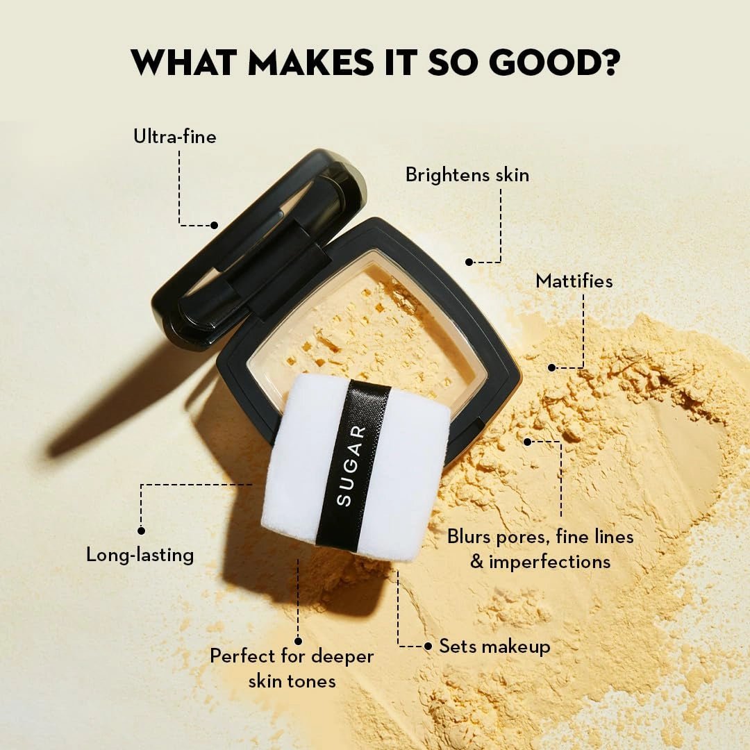 SUGAR Cosmetics All Set To Go Banana Matte Powder | Setting Matte Powder For Mattified Skin | Oil - Controlling & Smooth Application | 7Gm, Yellow - Deals999