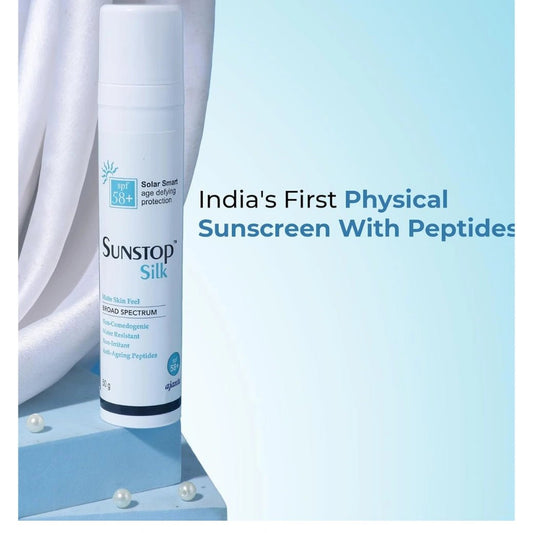 SUNSTOP Silk Cream SPF - Solar Smart Age-Defying Sunscreen with 25% Zinc Oxide, Vitamin E & Copper Tripeptide - Matte Finish, Hypoallergenic - 50gm - Deals999