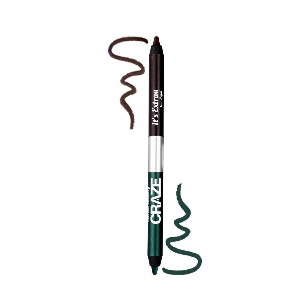 SWISS BEAUTY CRAZE It's Extraa Duo Matte Pencil Kajal with Vitamin E | 2 - in - 1 Shades | Highly Pigmented | Smudge - Proof | With Precise Tip | Shade - Deals999