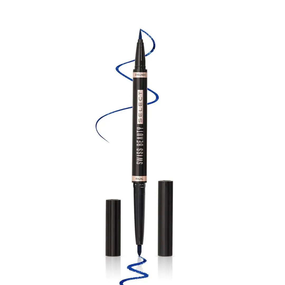 Swiss Beauty Select Do The Duet Kajal + Eyeliner | 2 - in - 1 | Precise Eyeliner | Pigmented Kajal | Waterproof | With Vitamin E | Shade - 01, Sapphire Salsa - Deals999