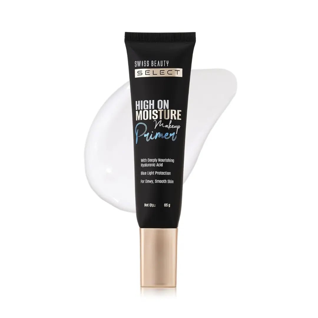 Swiss Beauty Select High On Moisture Makeup Primer | Enriched With Glycerin & Hyaluronic Acid | Protects Against Harsh Blue Light Rays | Intensely Nourishing | 65g - Deals999