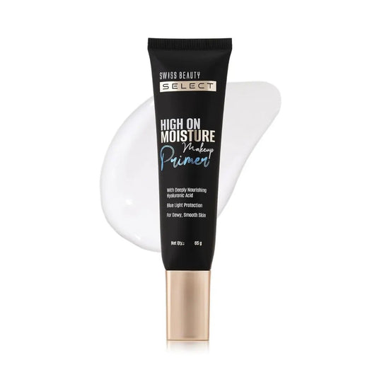 Swiss Beauty Select High On Moisture Makeup Primer | Enriched With Glycerin & Hyaluronic Acid | Protects Against Harsh Blue Light Rays | Intensely Nourishing | 65g - Deals999