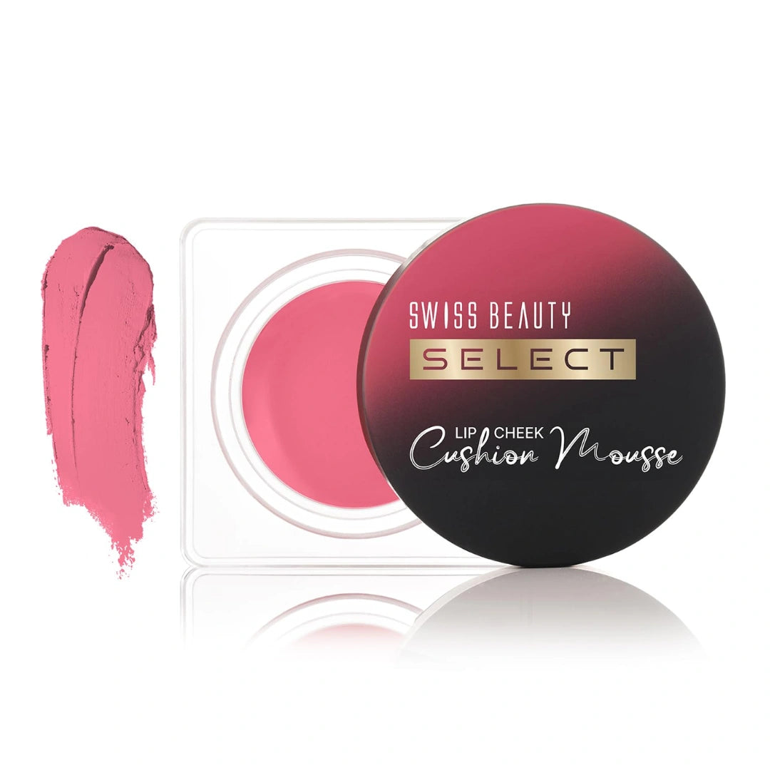 Swiss Beauty Select Lip And Cheek Cushion Creamy Mousse with Vitamin E | 12 Hours Stay | Shade- Velvet Red, 4.5gm |