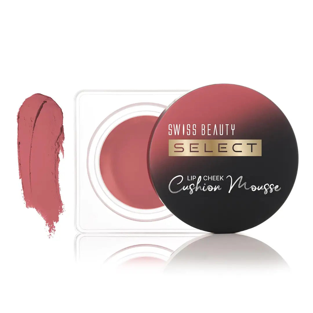 Swiss Beauty Select Lip And Cheek Cushion Creamy Mousse with Vitamin E | 12 Hours Stay | Shade- Velvet Red, 4.5gm |