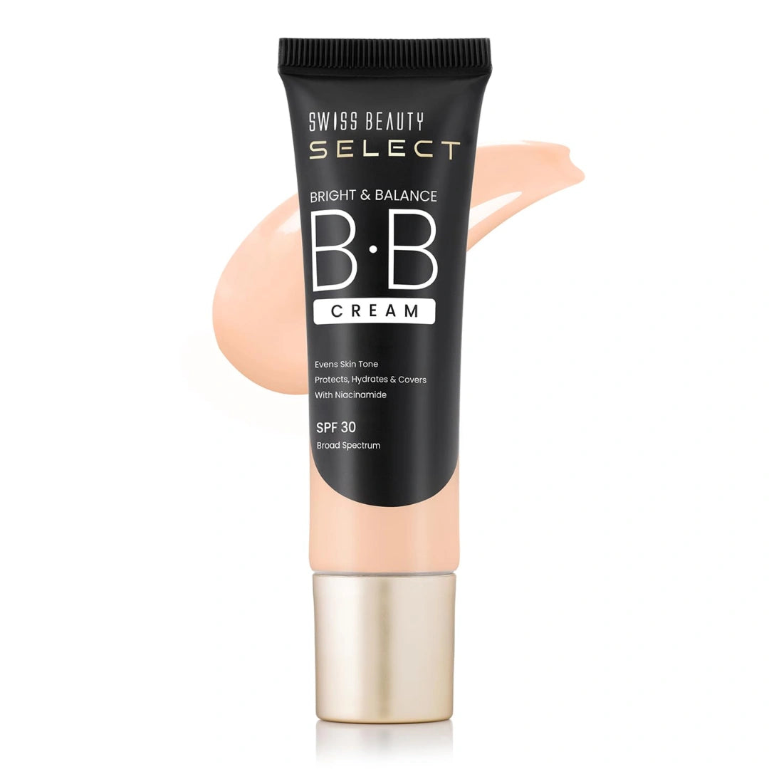 SWISS BEAUTY Select Bright&Balance Multifunctional Luminous Medium Coverage Bb Cream With Spf 30 Protects, Hydrates And Covers Infused With Niacinamide, Wheat Germ Oil Shade-That's Fair, 30G|1 Count