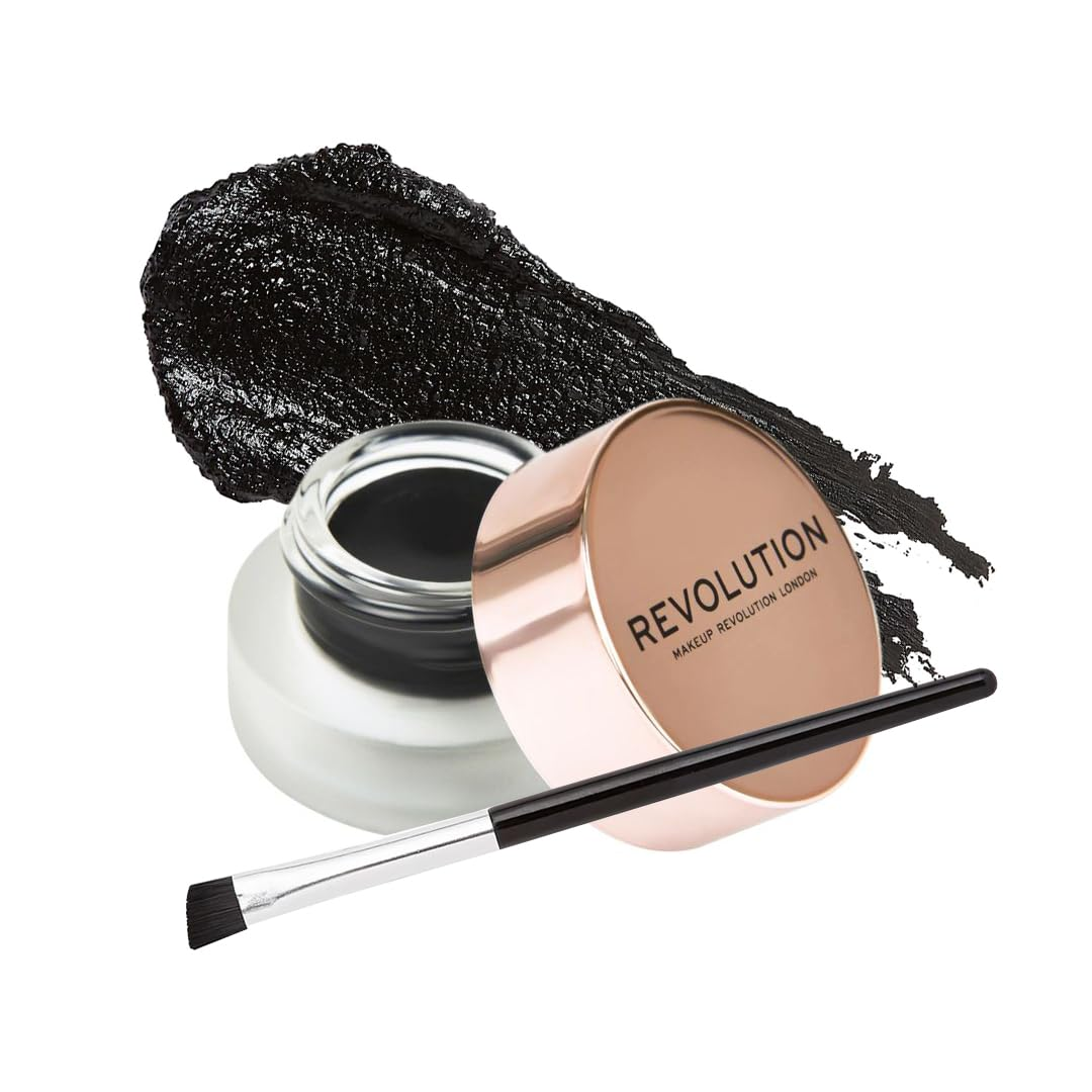 Revolution Gel Eye Liner Pot, Includes Eyeliner Brush, Intense Color & Smudge-Proof, Long-Lasting, Vegan & Cruelty-Free, 0.10oz/3g