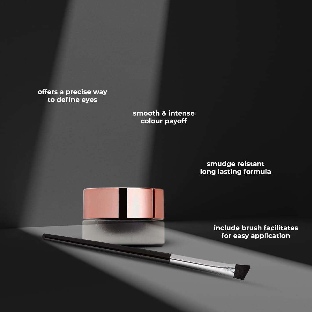 Revolution Gel Eye Liner Pot, Includes Eyeliner Brush, Intense Color & Smudge-Proof, Long-Lasting, Vegan & Cruelty-Free, 0.10oz/3g