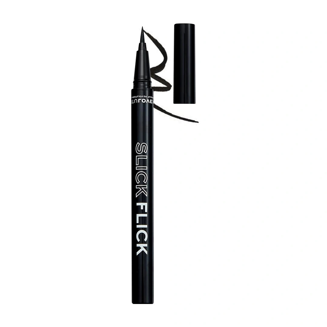 Relove by Revolution Slick Flick Liquid Eyeliner – Jet Black | Precision Felt Tip for Flicks & Wings | Smudge‑Resistant, Long-Lasting Ink | All-Day Wear