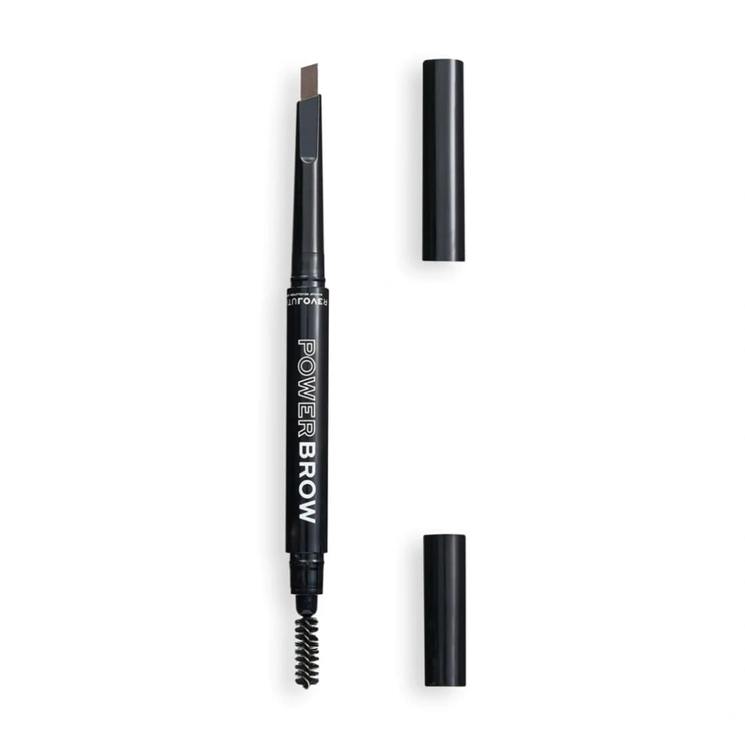 Revolution Relove Power Brow Pencil Dark Brown | Precision Brow Pencil with Spoolie | Fill, Shape & Define Naturally | Smooth Long-Stay Formula | Perfect for Dark Hair Tones | Vegan