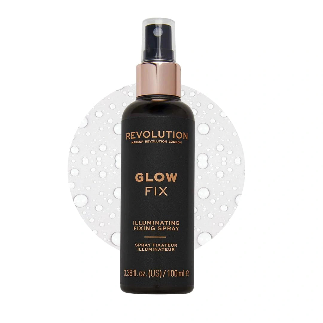 Makeup Revolution- Glow Fix Illuminating- Setting Spray (Illuminating Finish) | Add a healthy glow to your complexion | Sets makeup upto 8 hours | Hydrates & brightens your skin - 100 ml