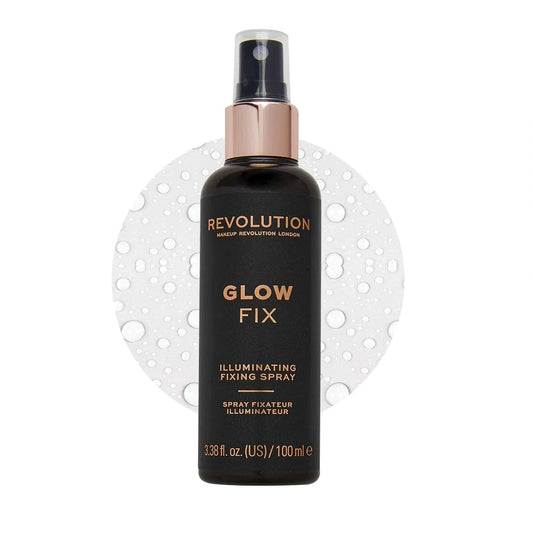 Makeup Revolution- Glow Fix Illuminating- Setting Spray (Illuminating Finish) | Add a healthy glow to your complexion | Sets makeup upto 8 hours | Hydrates & brightens your skin - 100 ml