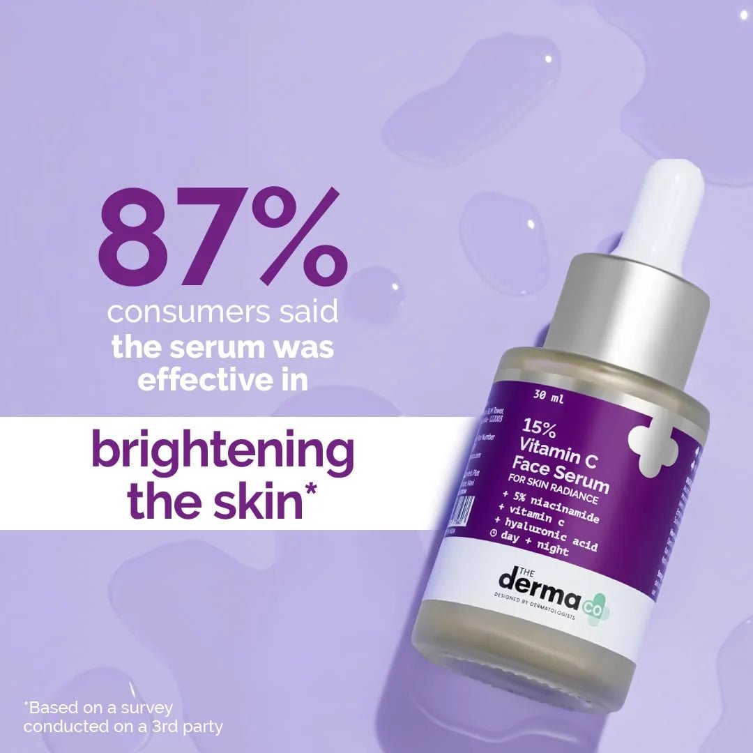 The Derma Co 15% Vitamin C Face Serum with 5% Niacinamide & Hyaluronic Acid | Non Irritating & Non Sticky | Brightening Serum For Dull Skin (30ml) - Deals999
