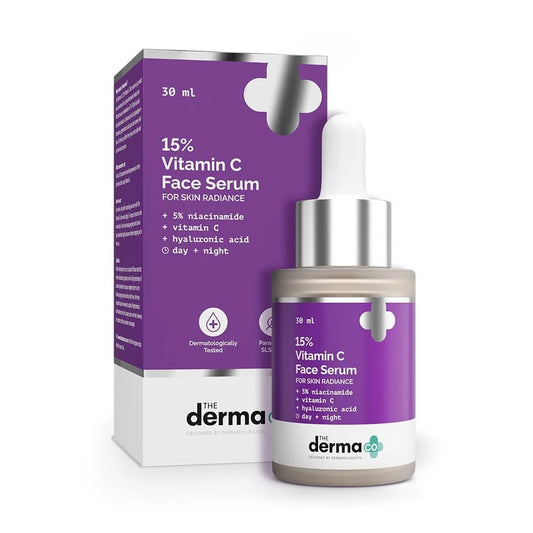The Derma Co 15% Vitamin C Face Serum with 5% Niacinamide & Hyaluronic Acid | Non Irritating & Non Sticky | Brightening Serum For Dull Skin (30ml) - Deals999