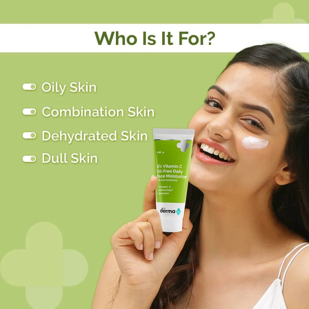 The Derma Co 5% Vitamin C Oil-Free Daily Face Moisturizer for Skin Radiance | For Oily Skin | For Skin Radiance | Non-Greasy Formula | 100 g - Deals999