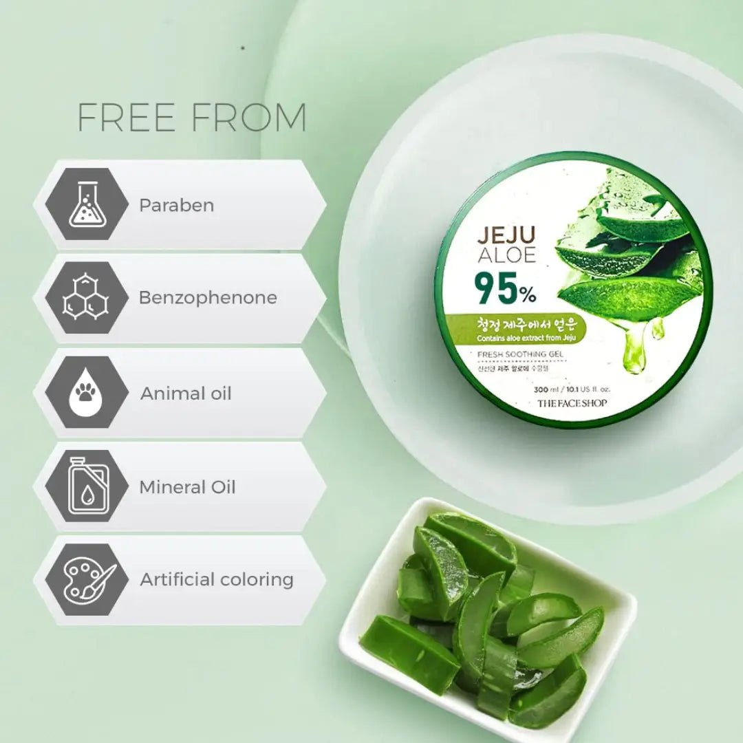 The Face Shop Non - Sticky Transparent 3 in 1 Aloe Fresh Soothing gel for Skin, Body and Hair |Reduces Dark Spots and Acne,300ml - Deals999