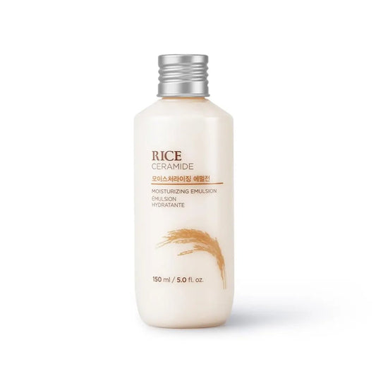 The Face Shop Rice & Ceramide Moisturizer Emulsion With Rice Extracts For Brightening Skin | Light Weight face cream | Locks Moisture For 12 Hours, For Soft And Glowing Skin | Korean Beauty Products For All Skin Types, 150ml - Deals999
