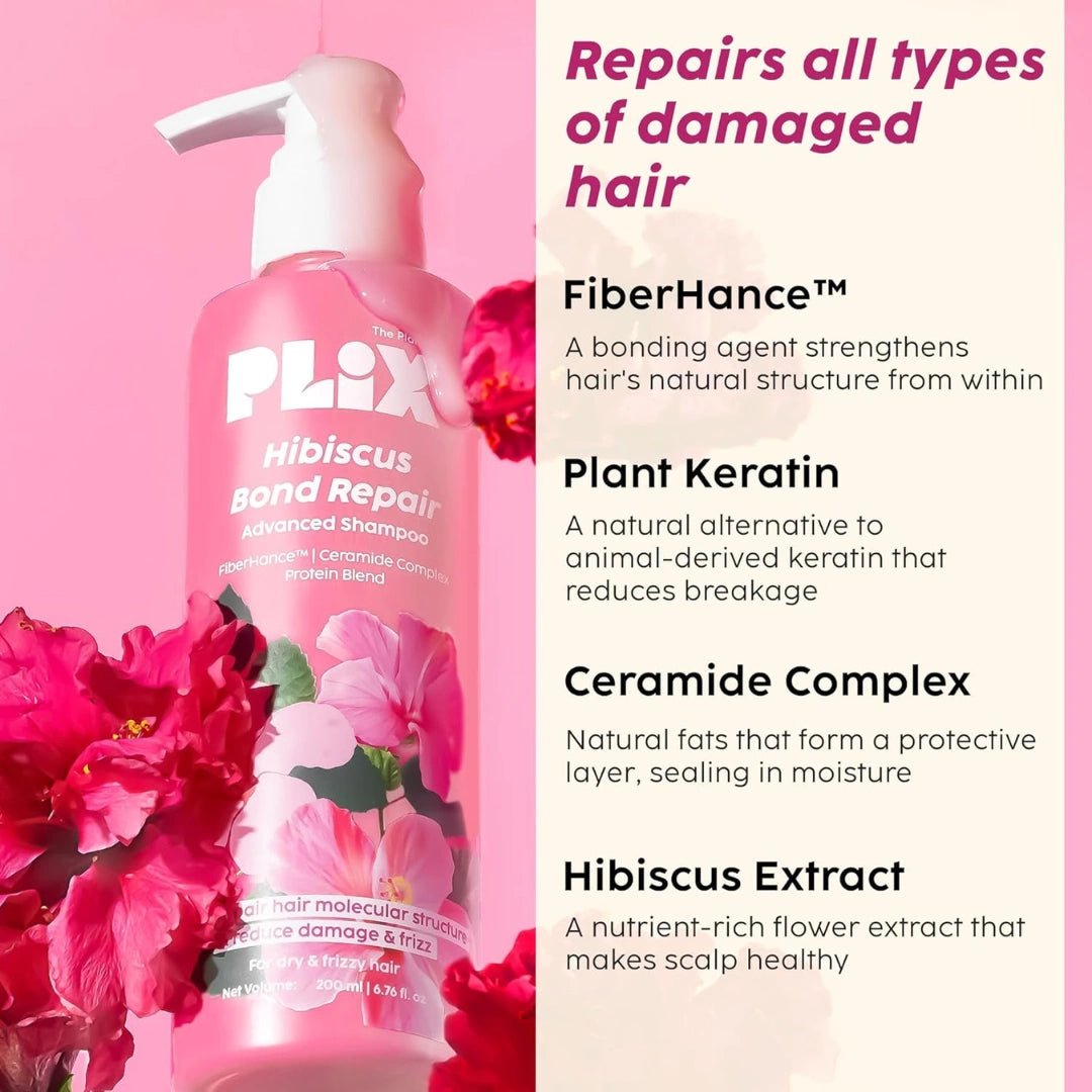 The Plant Fix Plix Hibiscus Bond Repair Advanced Shampoo For Damaged, Frizzy Hair - 200Ml - Deals999