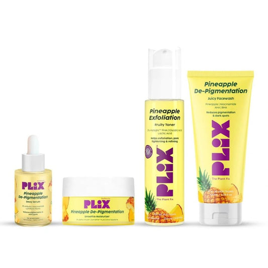 The Plant Fix Plix | Pineapple De - Pigmentation Regime with Pineapple Exfoliation Fruity Toner, Pineapple Juicy Cleanser, Pineapple Depigmentation Dewy Serum, & Smoothie Moisturizer ( pack - 4) - Deals999