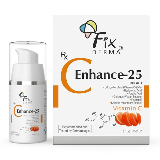 Fixderma 25% Vitamin C Serum for Face, C" Enhance for Glowing Skin, Anti Aging Face Serum for Unisex Reduces Fine Lines, Wrinkles & Age Spots, Skin Brightening & Lightening for Face, 15ml