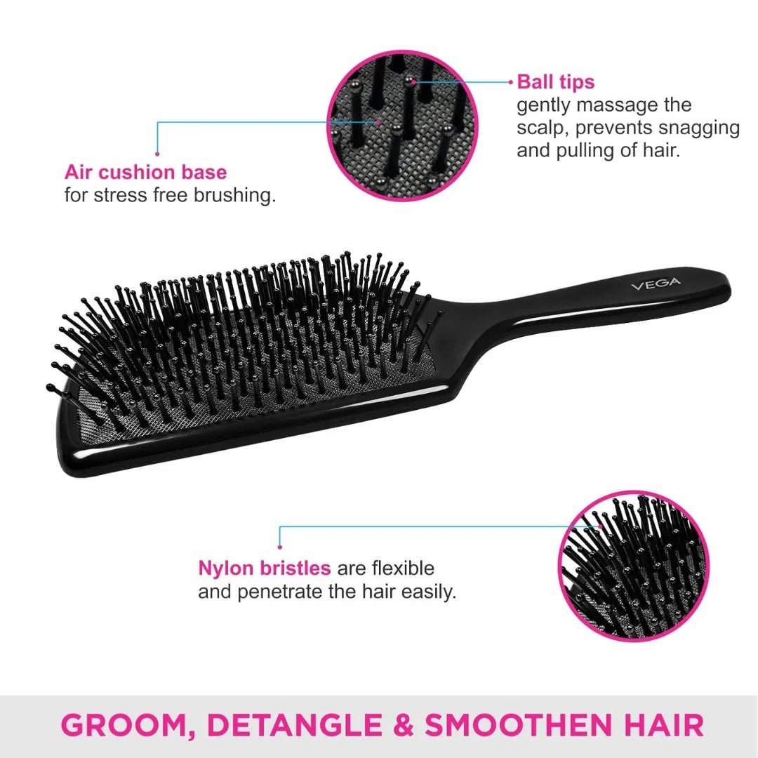 Vega Premium Collection Mini Paddle Hair Brush (India's No.1* Hair Brush Brand) for Men & Women, Black, (8586 M) - Deals999