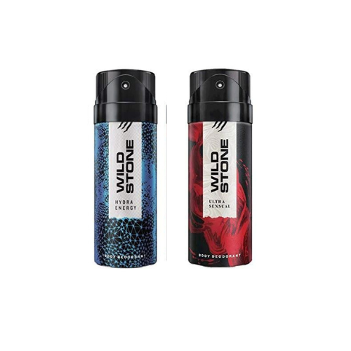 Wild Stone Men's Deodorant  Hydra Energy & Ultra Sensual - 150ml (Pack of 2)