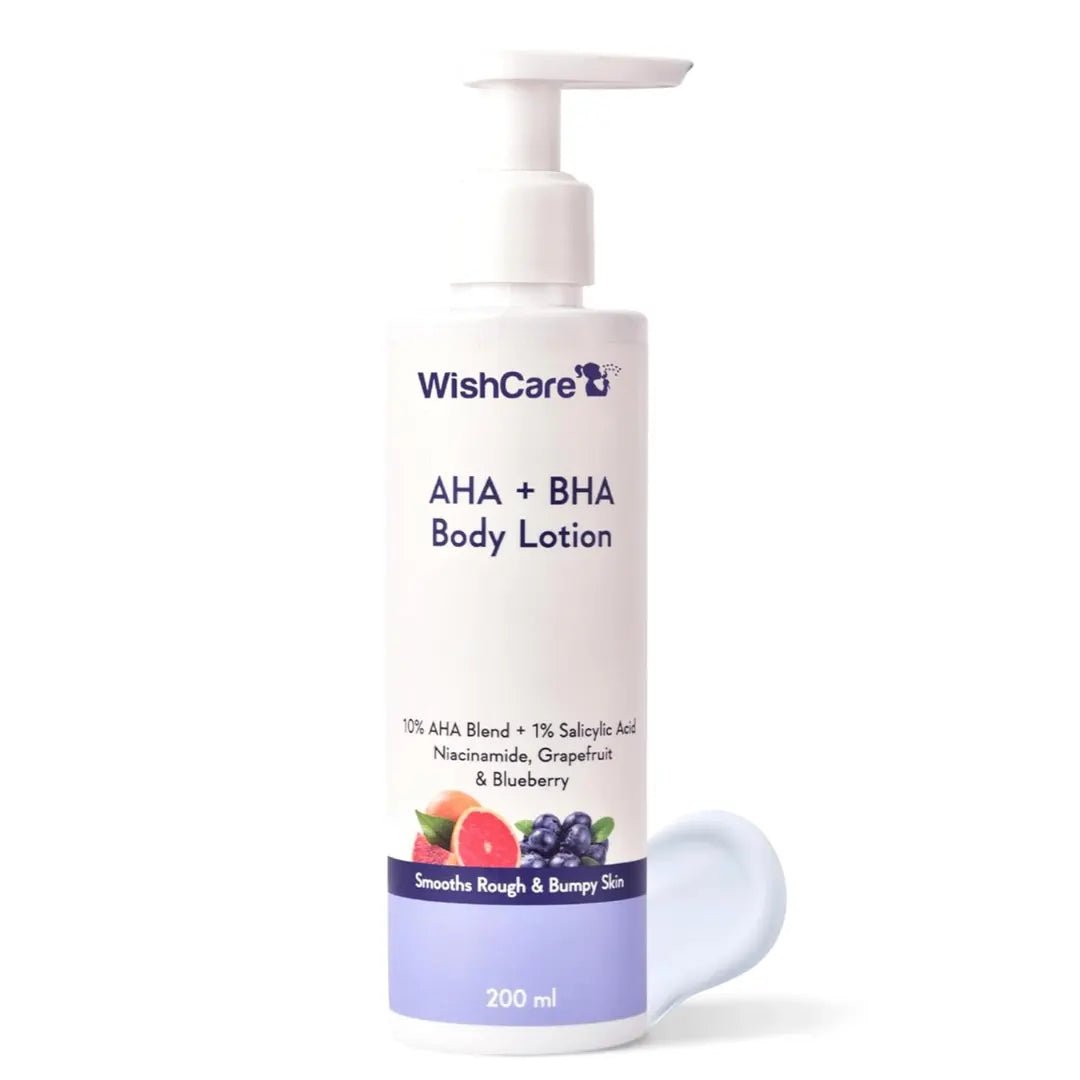WishCare AHA BHA Body Lotion For Dry Skin | Provides Deep Hydration, Detans & Smooths Rough Skin| Body Lotion For Men & Women | 200ml - Deals999